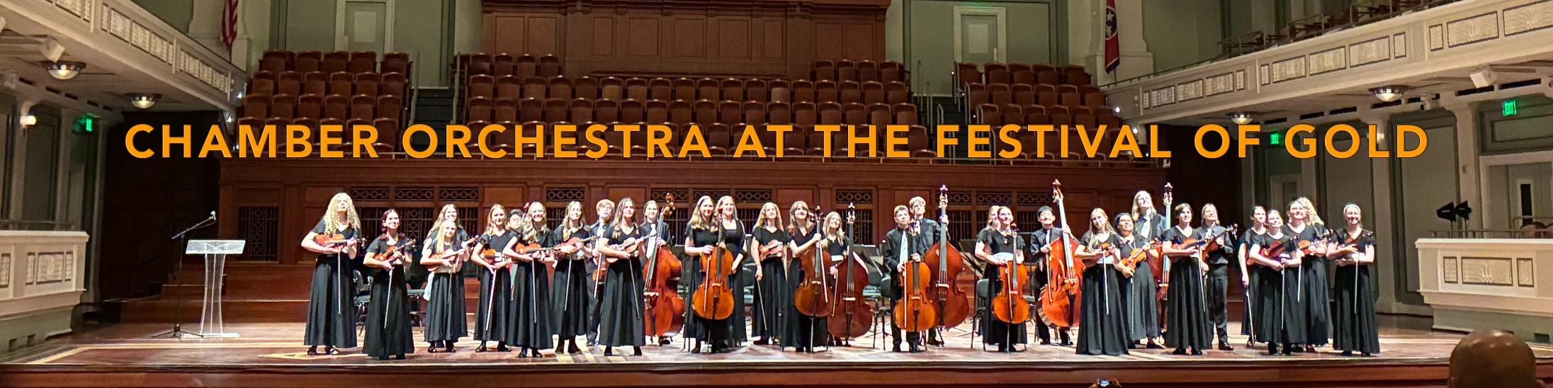 Chamber Orchestra on the stage in Nashville for the Festival of Gold, 2026